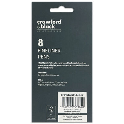 Crawford & Black Fineliner Pens: Pack of 8 image number 3