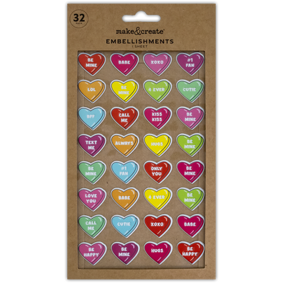 Retro Hearts Embellishments: Pack of 32 image number 1