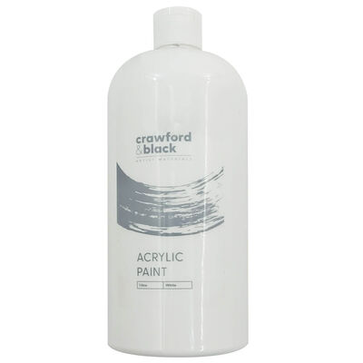 Crawford & Black Acrylic White Paint: 1L image number 1