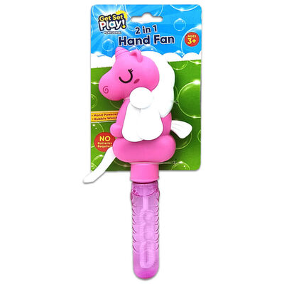 PlayWorks Get Set Play! 2-in-1 Unicorn Hand Bubble Fan: Assorted image number 1