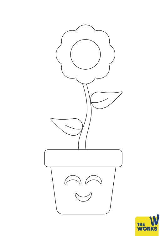 Happy Plant Pot Colouring Sheet Happy Plant Pot Colouring Sheet