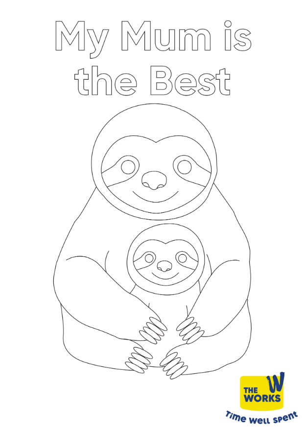 Sloth Mum Colouring Sheet