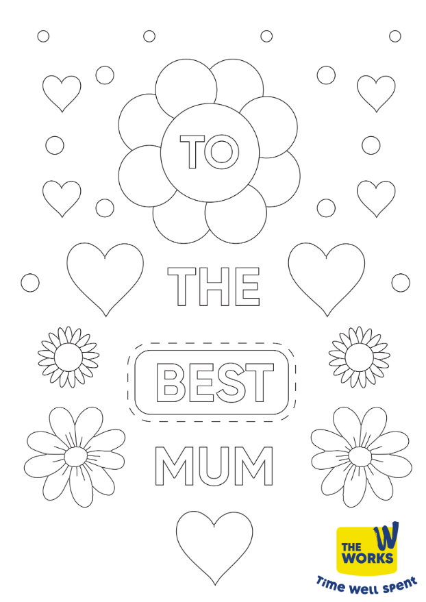 Star Hearts Colouring Sheet